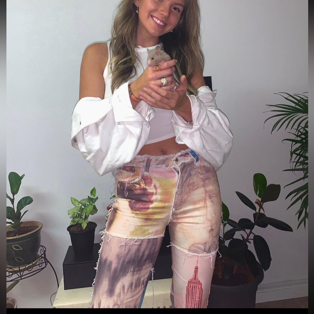 Jaded London pink and patterned Denim